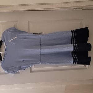 Blue Casual Dress with contrast Striping